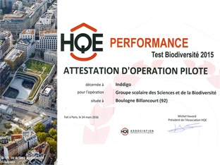Inddigo et le groupe scolaire sciences et biodiversité de Boulogne-Billancourt participent au test HQE Performance Biodiversité