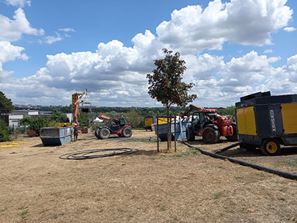 Chantier en préparation pour l’installation de la géothermie sur le chantier du siège social de l’ADEME