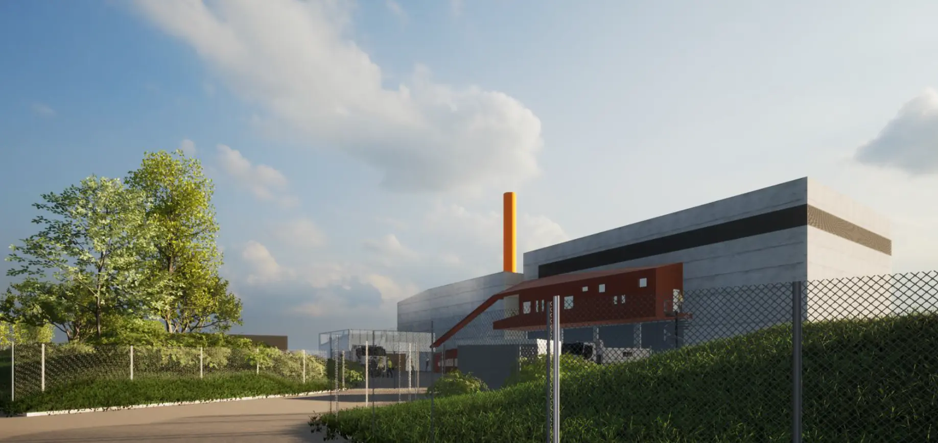 Modélisation du parti pris architectural proposé par Dalkia pour la chaufferie biomasse du réseau de chaleur de Bellevue-Chantenay