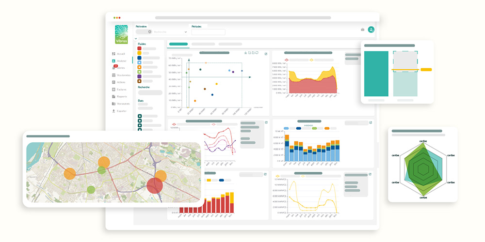 Captures de plusieurs rapports de flux générés automatiquement sur la plateforme digitale Vibriss