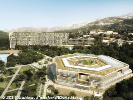 Vue du campus de Luminy qui a bénéficié d'une rénovation low-tech.