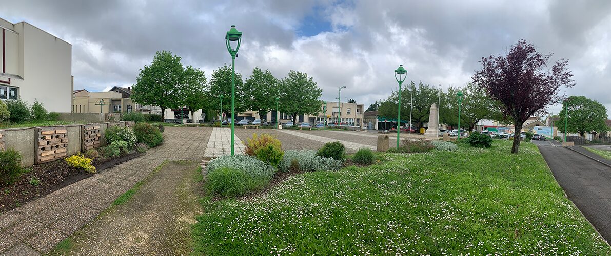 Vue de la place de la mairie avant l'Évaluation d’Impact sur la Santé (EIS)